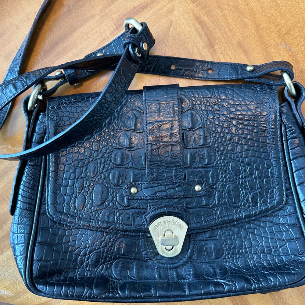 Croc-embossed crossbody purse